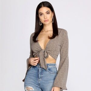Windsor Leopard Print Tie-Front Top